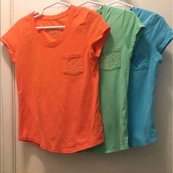 Hanes Shirts - Blue, Green, Orange - Set of 3 - Picture 2 of 6